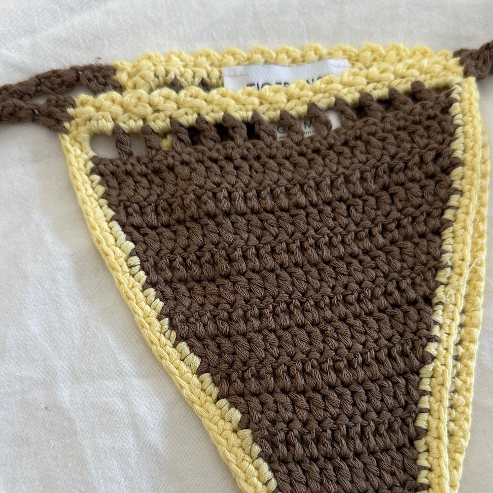 Tiger mist Brown and Yellow Crochet Bikini Set L top / M bottoms - Picture 3 of 7